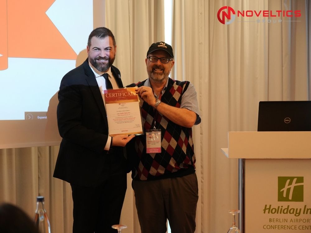 Keynote speaker stephen mark shore certificate presentation at autism research noveltics